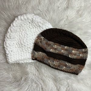 🤍2 piece Hand-made Crochet Beanies🤎